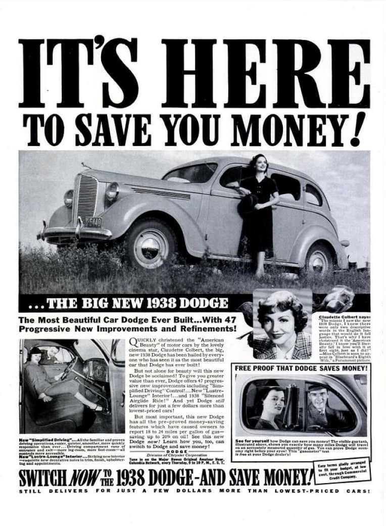 1938 Dodge Auto Advertising